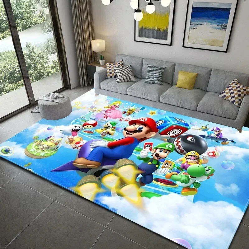 Super Mario Bros Carpet Children's Crawling Mat Cute Cartoon Printing Living Room Bedroom Carpet Anime Model Anti-skid Cushion