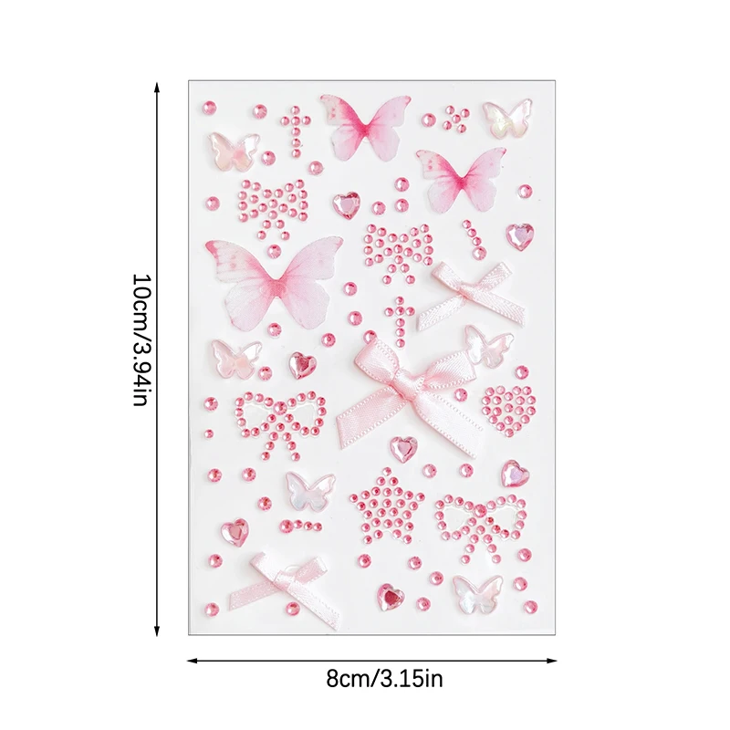 Autocollant 3D pour visage d'amour doux, 1 pièce, autocollants en diamant avec nœud rouge rose, décoration de maquillage, Performance avec colle de support, autocollant sans trace *