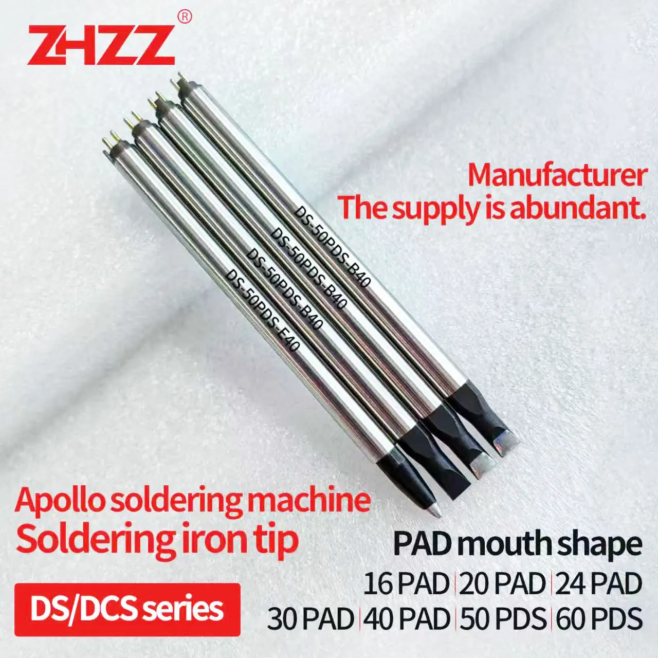 Apollo Seiko DCS/DS soldering iron tip DS-16PAD 24PAD 30PAD 50PDS automatic soldering machine solder feeding tube heating core