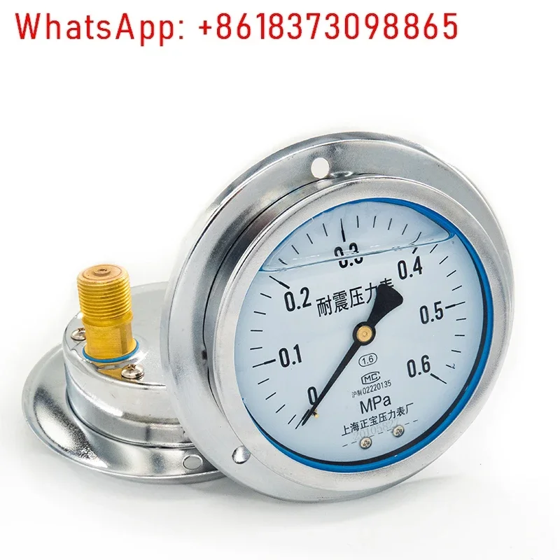 YN100ZT axial belt edge seismic pointer pressure gauge