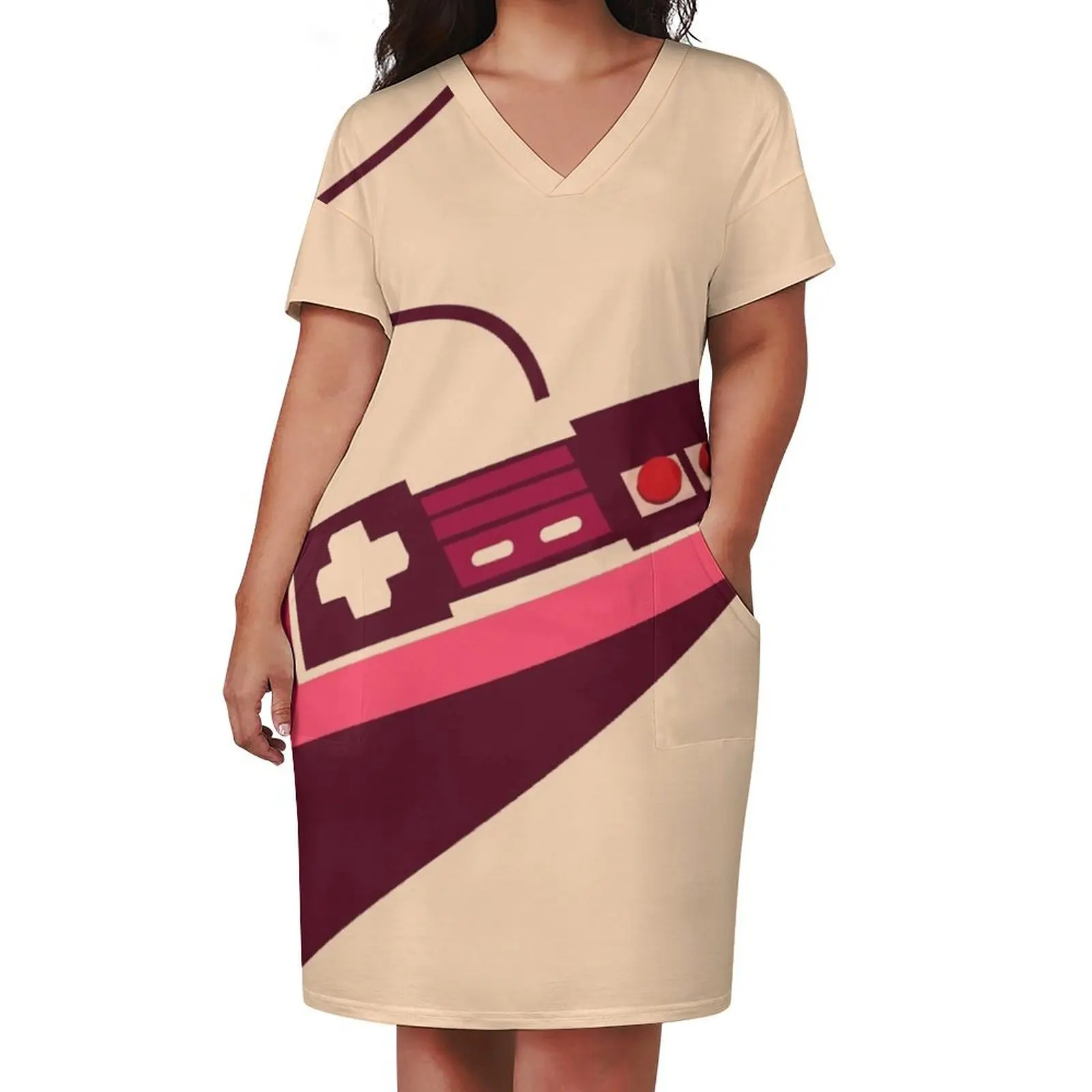 Retro red controller Loose Pocket Dress Dress for pregnant women women's dresses luxury