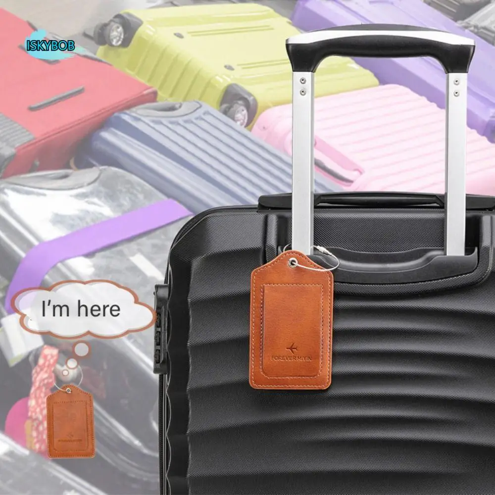 

Pure Color Travel Luggage Tag Letter PU Leather Airplane Suitcase Tag Handbag Label Baggage Name Tags Travel Accessories Travel