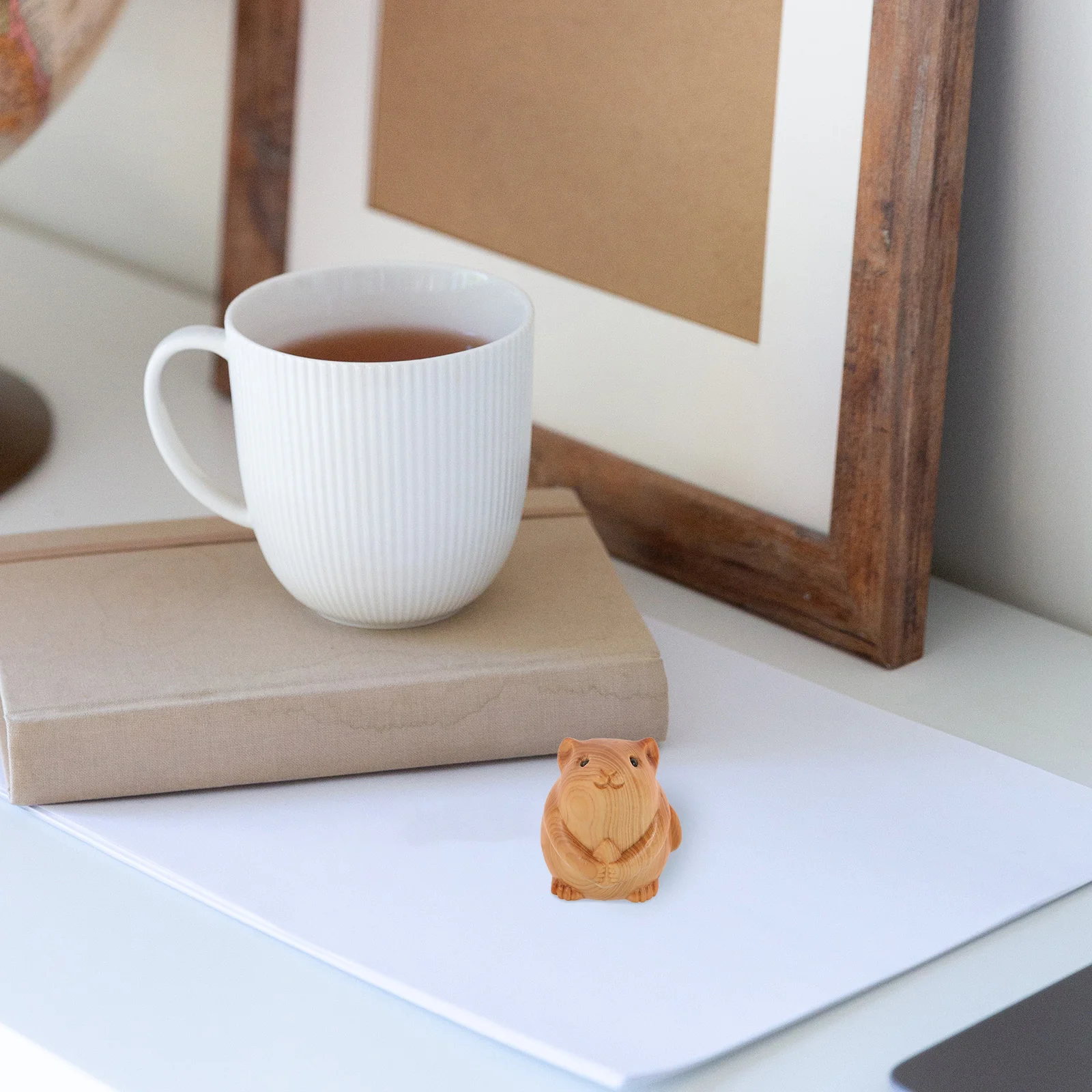 

Tabletop Hamster Statues Wooden Model Household Carving Ornament Number Home Decor