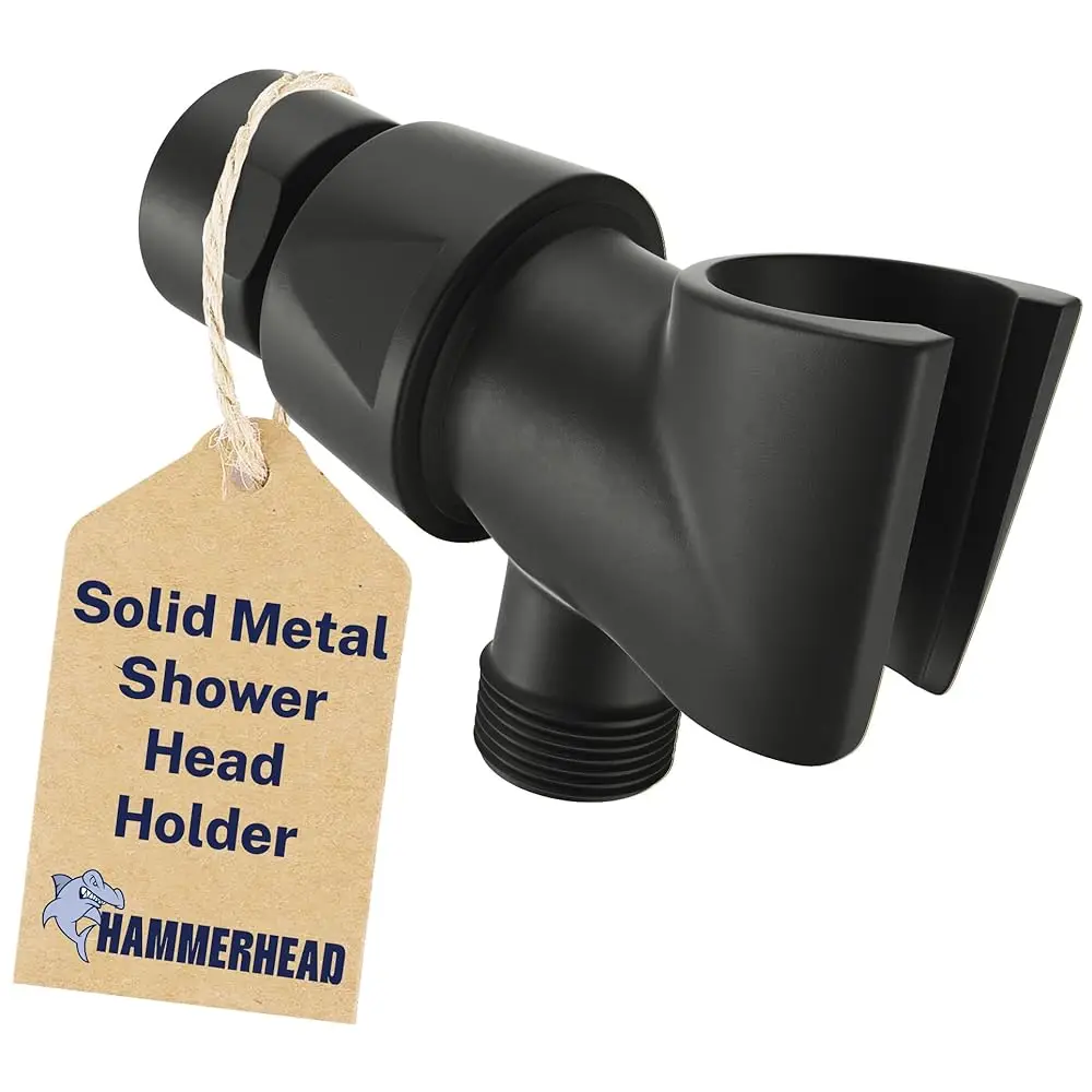 

® Solid Metal Handheld Shower Head Holder - Matte Black - Adjustable Shower Wand Holder with Universal Wall Hook Bracket and