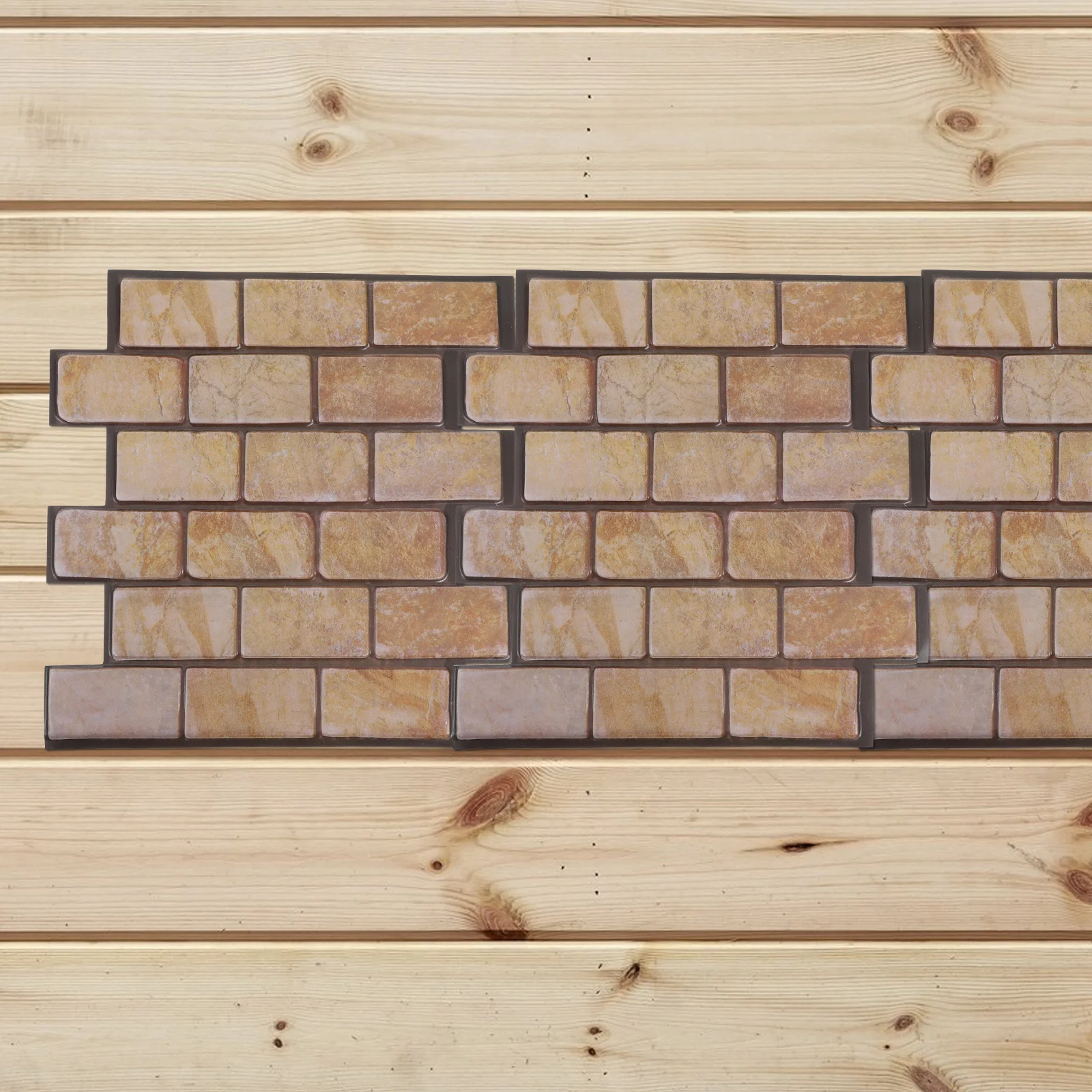 

6pcs Self Adhesive Pvc Wallpaper 11.79X11.79In Brown Brick Design Waterproof Removable Wall Decor For Living Room Bedroom