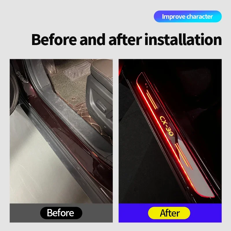 Acrylic USB Power Moving LED Welcome Pedal Car Scuff Plate Pedal Door Sill Pathway Light For Mazda CX30 CX-30  Auto Accessories view 4