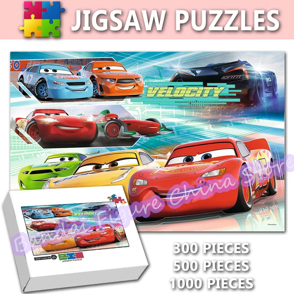 

Disney Cars Jigsaw Puzzles Lightning Mcqueen 300/500/1000 Pieces Cartoon Movies Print Decompress Educational Puzzle for Kids