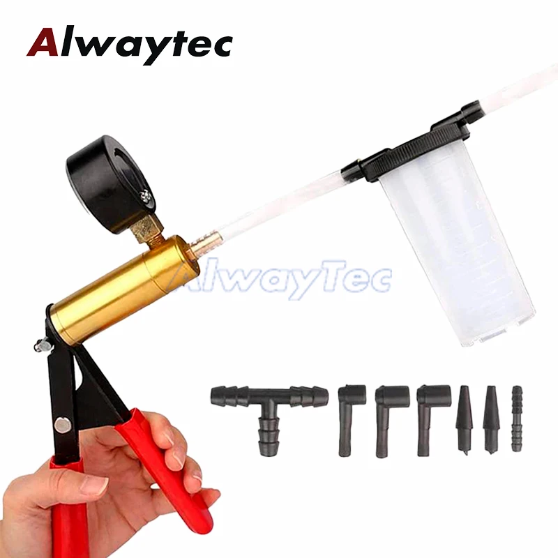 Car Manual Brake Bleeder Vacuum Pump Kit Automotive Fluid Tester with Gauge Adapters 2 in 1 Handheld Pistol Test Tools for Car - view 4