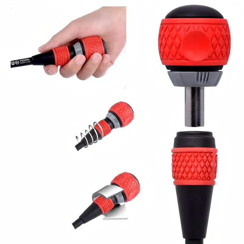 VESSEL 2200 +2X100 -6X100 طقم مفك براغي بسقاطة مكون من قطعتين JIS مكون من 36 قطعة فيليبس/أدوات يدوية مشقوقة #6