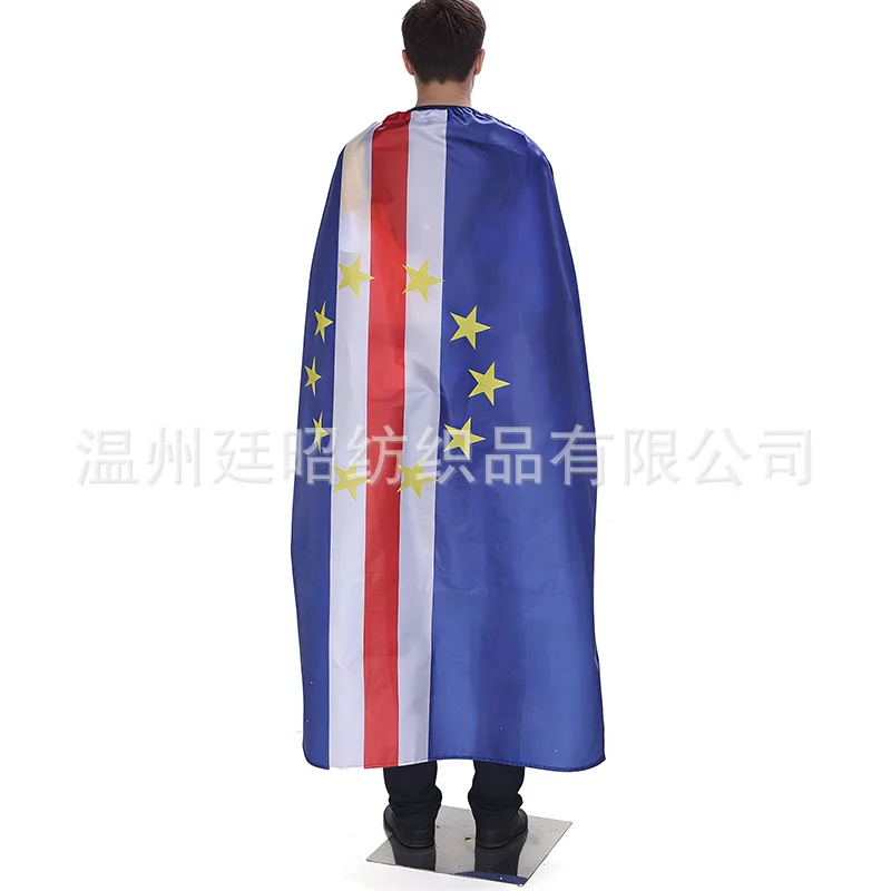 （TIKI FLAG）90x150cm Cape Verde shawl flag Polyester Cape Verde Shoulder FLAG Super Poly football 3x5 Feet Cape Verde Flags