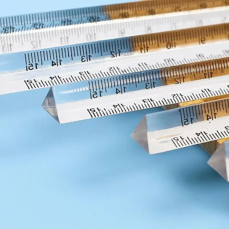P82E Drawing Measuring Tools Triangles Ruler Straight Measuring Ruler Clear Drafting Ruler School Office Supplies 5.9in