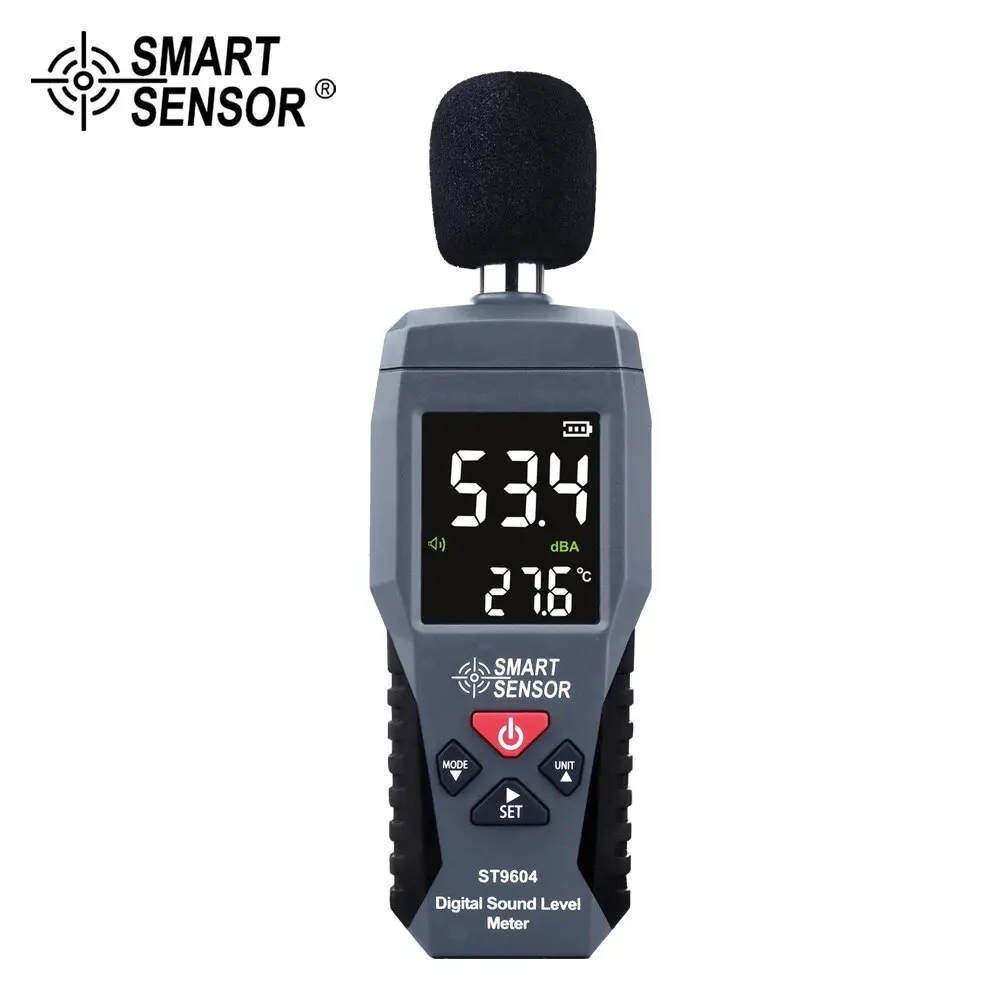 SMART SENSOR Digital Sound Level Meter 30-130 DB Decibel Meter LCD Backlight Sonometer Noise Meter With Thermometer Function