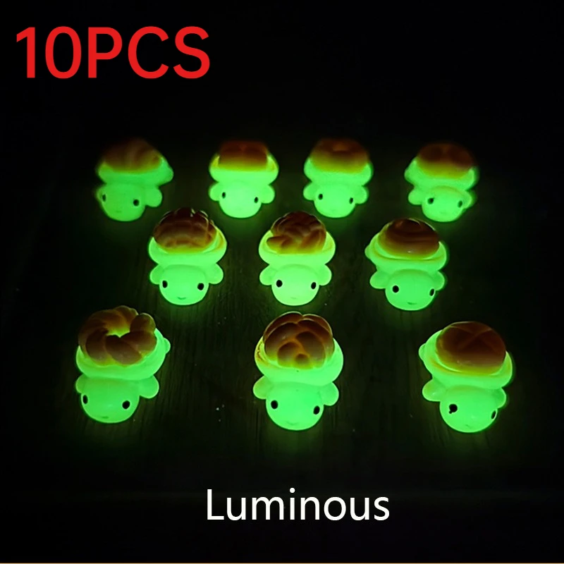 10Pcs Luminous Clear Resin Bread Turtle Charms DIY Earring Necklace Keychain Pendants
