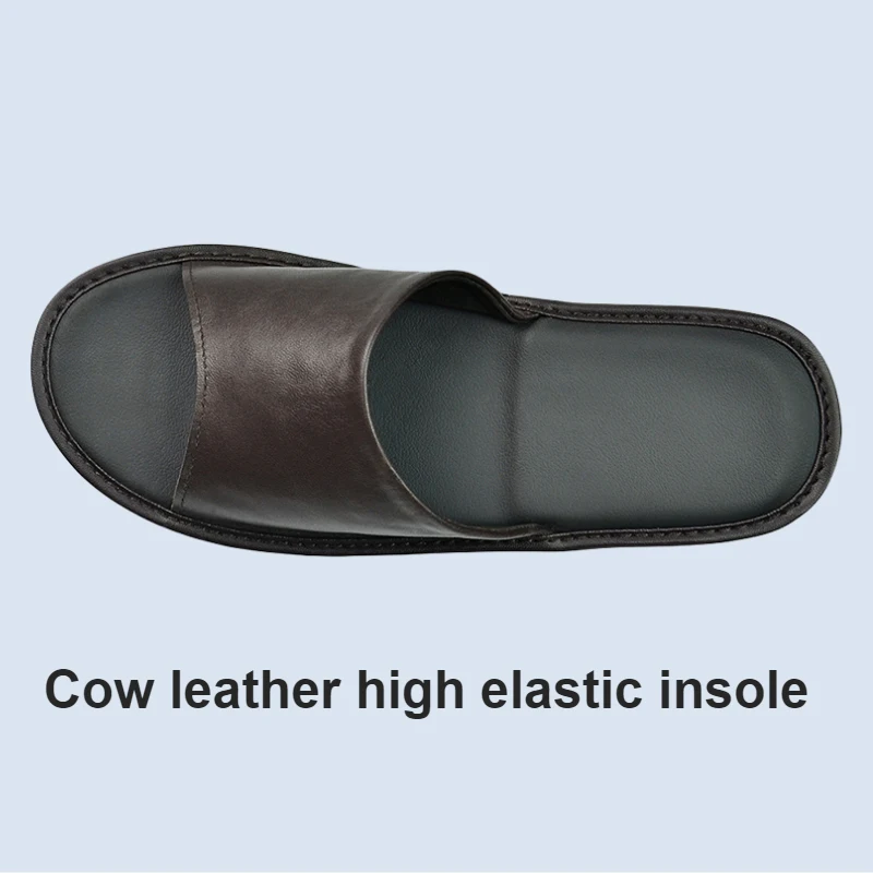 Soft Sheepskin Cow Leather Slippers Homes in indoor slipper summer open toe sandals men women elderly casual single Slides shoes