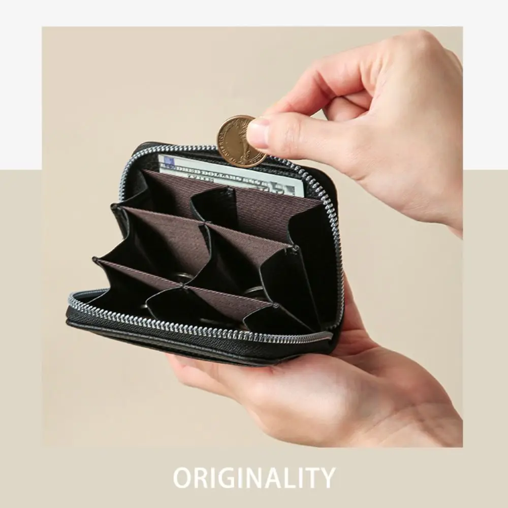 Card Pouch Portable Women's Wallet Solid Color Multiple Card Zipper Card Holder Fashion Multi slot PU Leather Coin Purse School