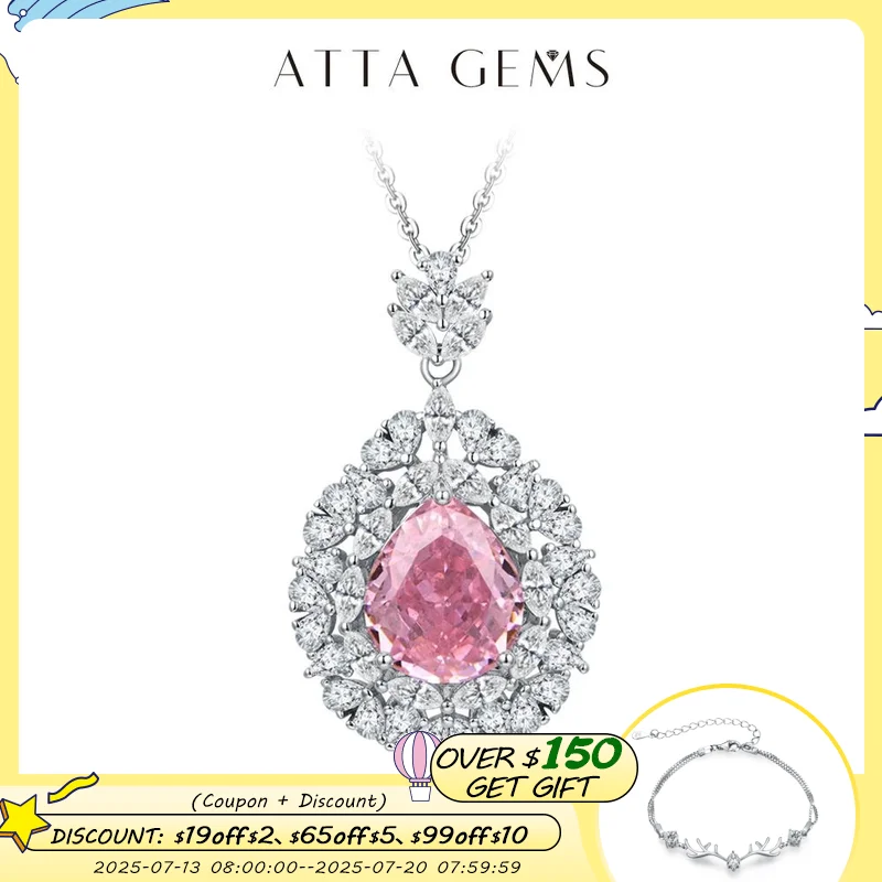 

ATTAGEMS 2024 Luxury Marquise Cut 4*2 925 Sterling Silver Cubic Circonia Necklace for Women With Certificed Wedding Jewelry Gift