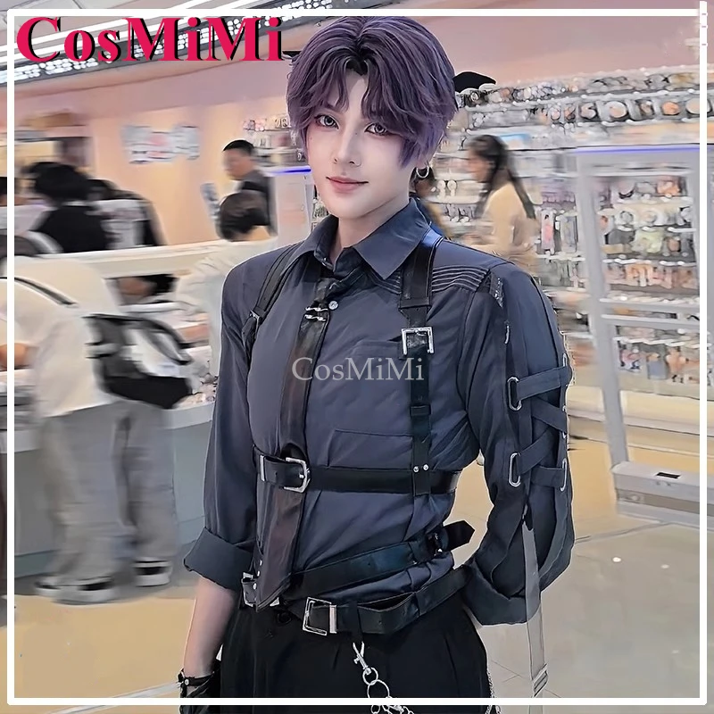 CosMiMi Game Love And Deepspace Leading Man Cosplay Costume Full Lockdown Strict Restriction Gray/White Shirt Role Play Clothing