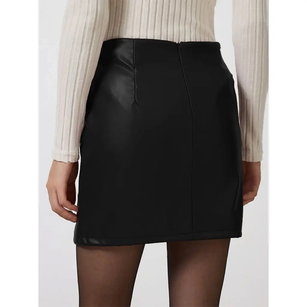 

Women's Sexy Hip-Covering Slit PU Leather Half Skirt European And American Ins Fashion Export 71 Spot-9236