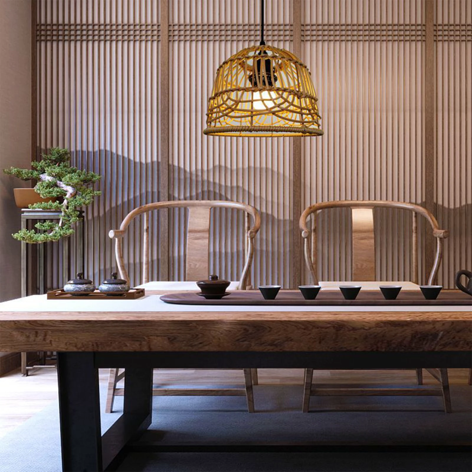 Abat-jour en rotin pour salon de thé et restaurants, couvercle de lampe à suspension, accessoires de lampe de face, WUNICEF, droplight Scandi