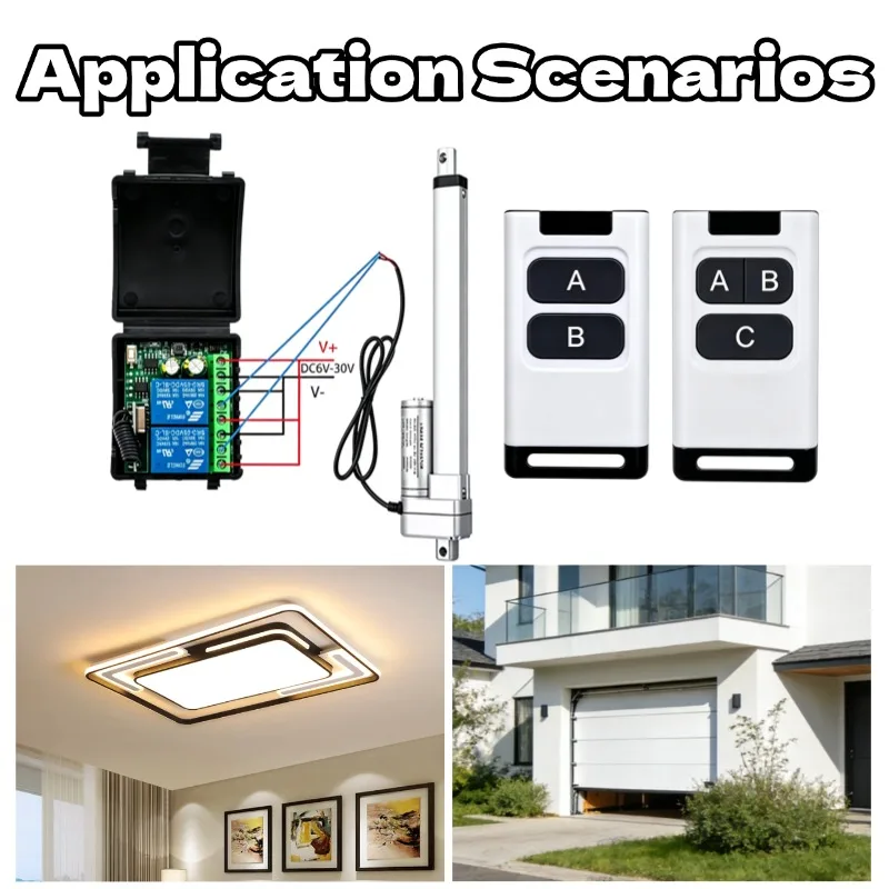 433 MHz Wireless Universal Remote Control Switch DC 12V 2CH RF Relay Receiver and Transmitter for Garage and Gate Controller DIY