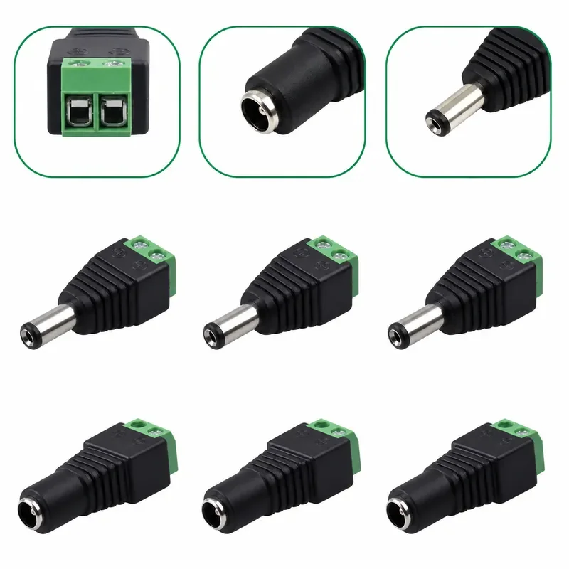 5PCS 12V DC Power Connector Plug Jack 2.1mmx5.5mm Adapter Male Female Socket Barrel for CCTV Camera LED Strip Supply Terminal