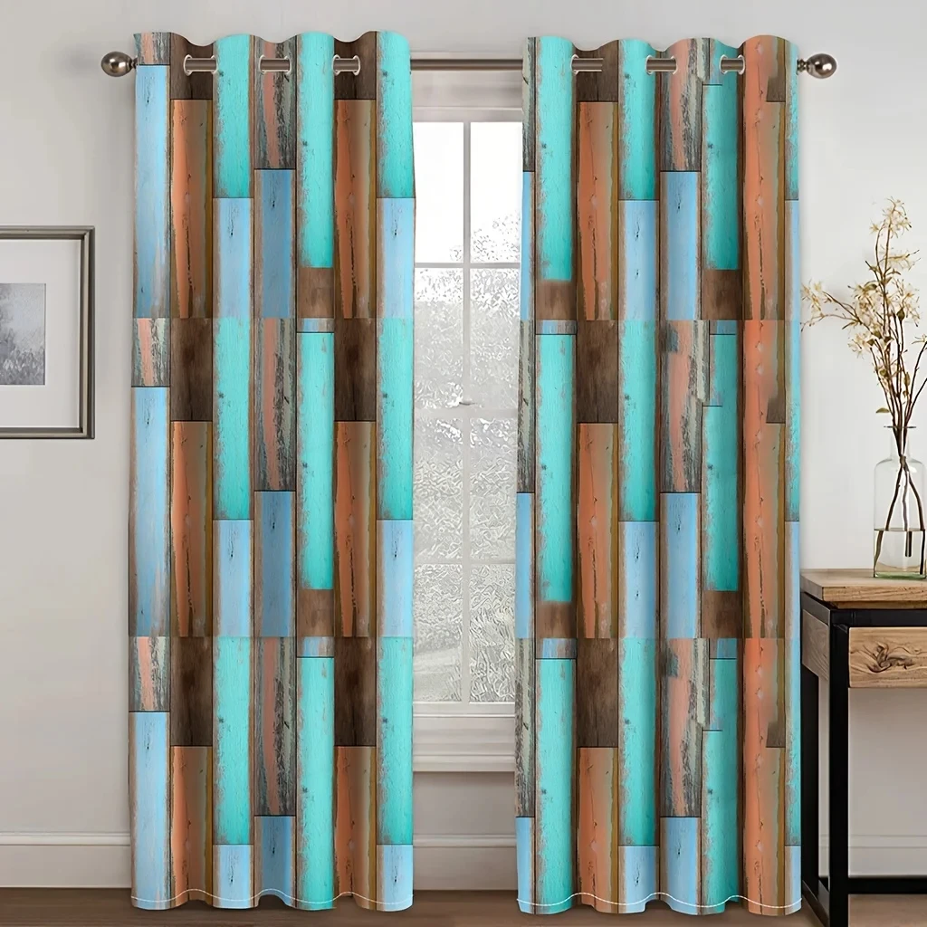 Colorful Wooden Panel Curtains Waterproof Kitchen and Bathroom Decorative Fabric Eyelet New Fashion Various Pattern