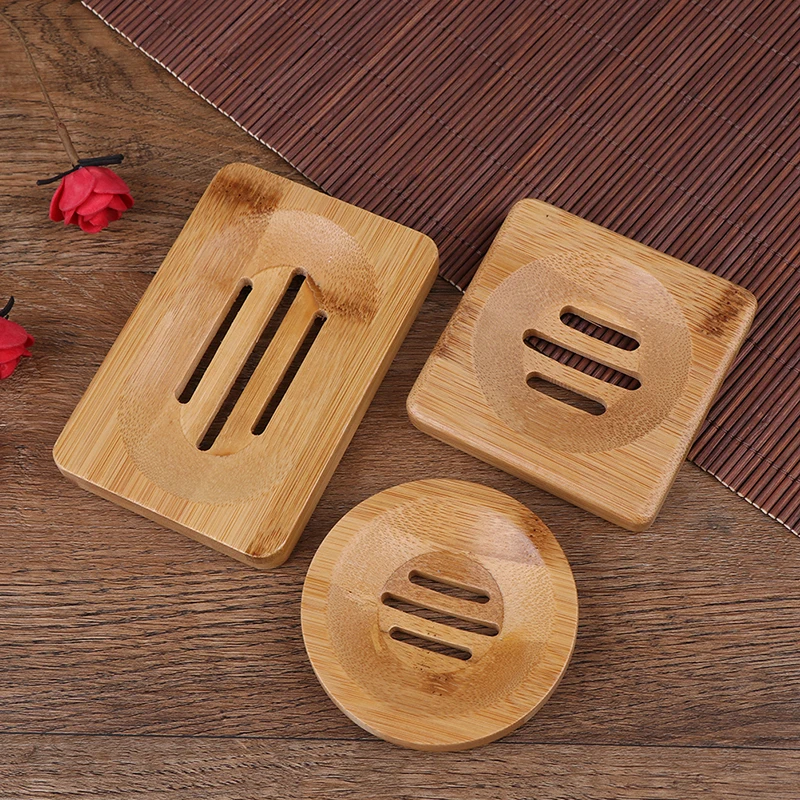 Soap Box Natural Bamboo Dishes Bath Soap Holder Bamboo Case Tray Wooden Prevent Mildew Drain Box Bathroom Washroom Tools