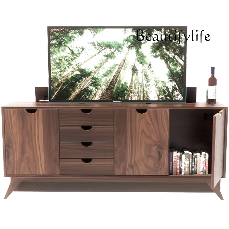 luxury integrated combination multi-functional partition cabinet TV cabinet  Remote control invisible electric lift TV light