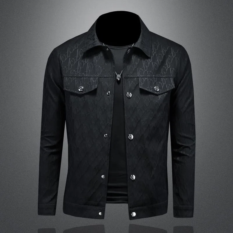 The New Jacquard Lapel Jacket for Men's Wear in Spring Fashionable and Personalized Hollowed-out Design High-end and Comfortable