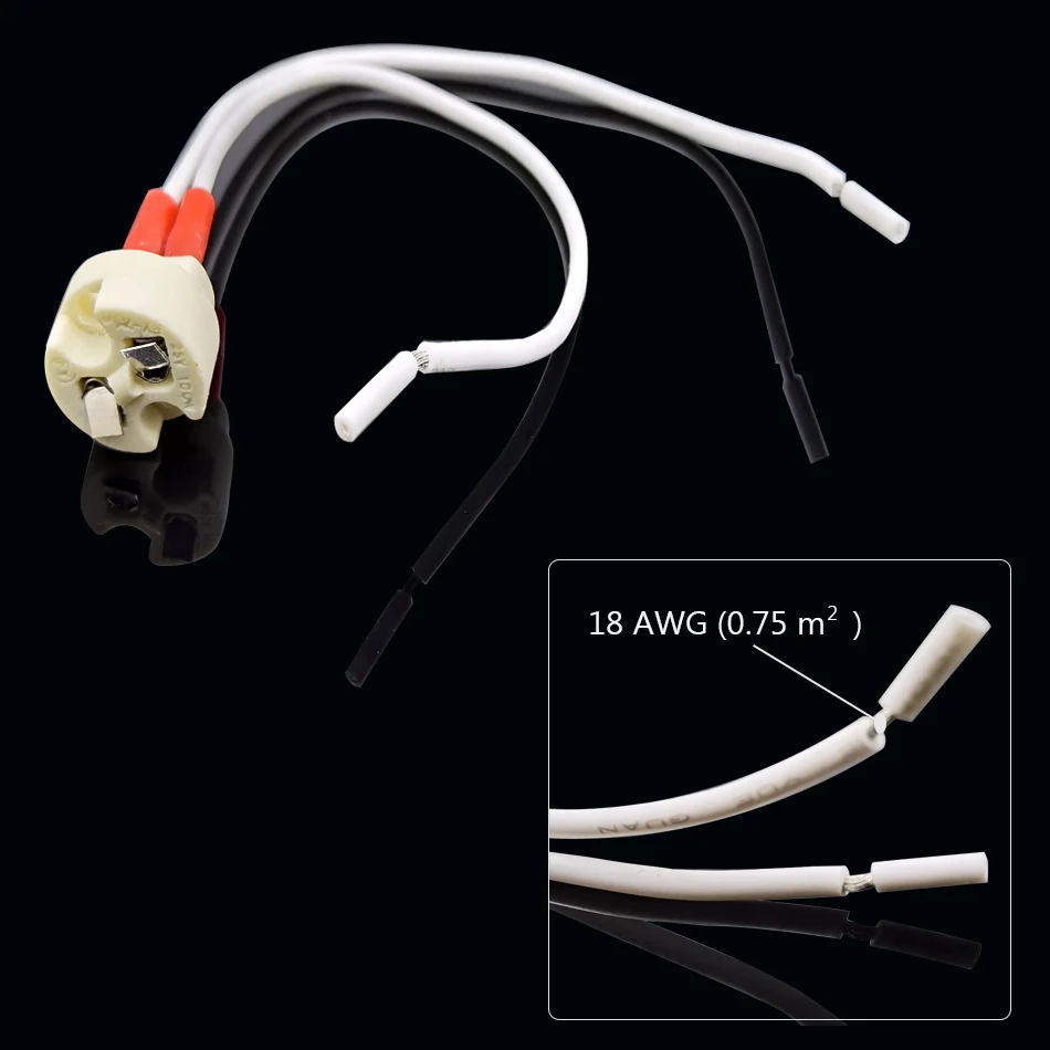 MR16 Lamp Base Ceramic Socket Base 20cm 18 AWG Silicone Cable wire For G4 MR16 G5.3 GY6.35 LED blub