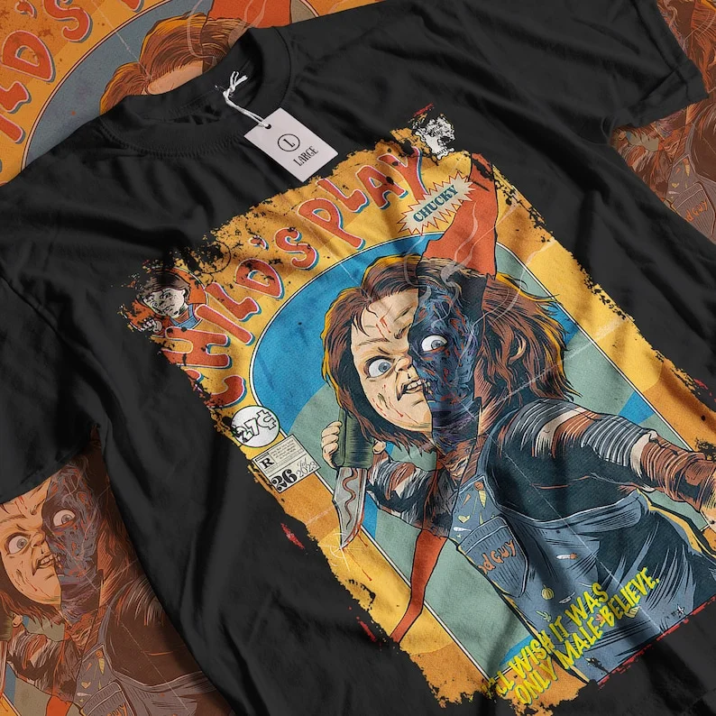 

Aesthetic Childs Play Chucky Vintage Halloween Horror Movie Streetwear Unisex Classic Graphic Unisex Short Sleeve T-Shirt