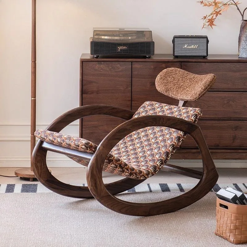 American Vintage Lazy Rocker Rocker Lounge Chair Balcony Bedroom Home Lounge Chair Single Living Room Solid Wood