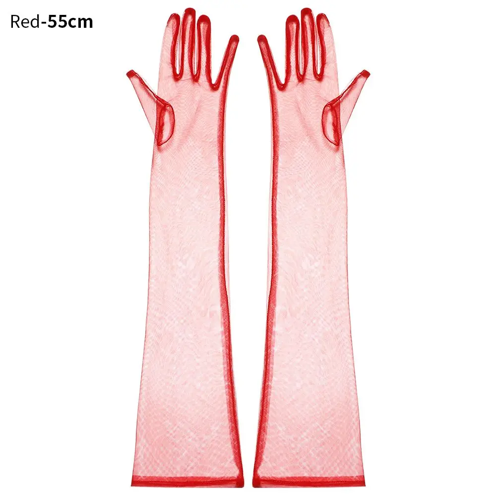 

1 Pair Long Finger Evening Prom Decor Ultra Thin Tulle Gloves Wedding Bridal Gloves Bridal Gown Mittens Party Dress