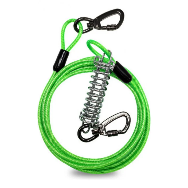 

Сверхмощный стальной трос для собак с превосходным пружинным прочным уличным поводком для больших собак во дворе или бегу