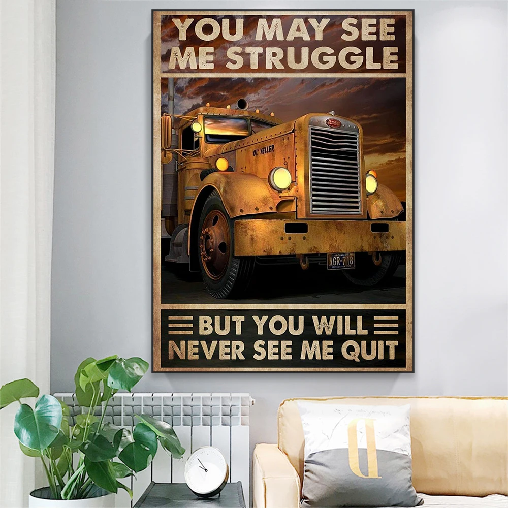 Motivational Wall Art Classical Poster You May See Me Struggle But You Will Never See Me Quit Quote Prints Vintage Canvas Prints