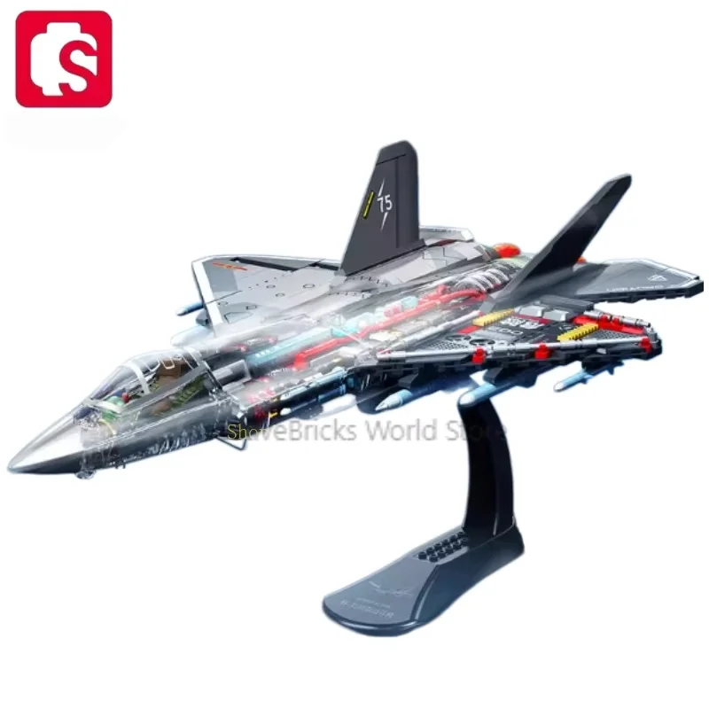 SEMBO J-35 Invisible Military Fighter Jets Small Particle Building Block Assembly DIY Puzzle Toy Model Children Birthday Gift