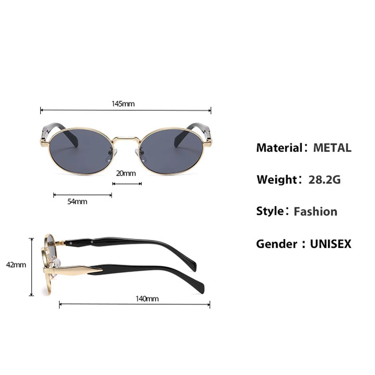 Oval Metal Sunglasses fot Women Luxury Brand Design Round Frame Sun Glasses Men Retro Shades Unisex Eyewear UV400 Goggle