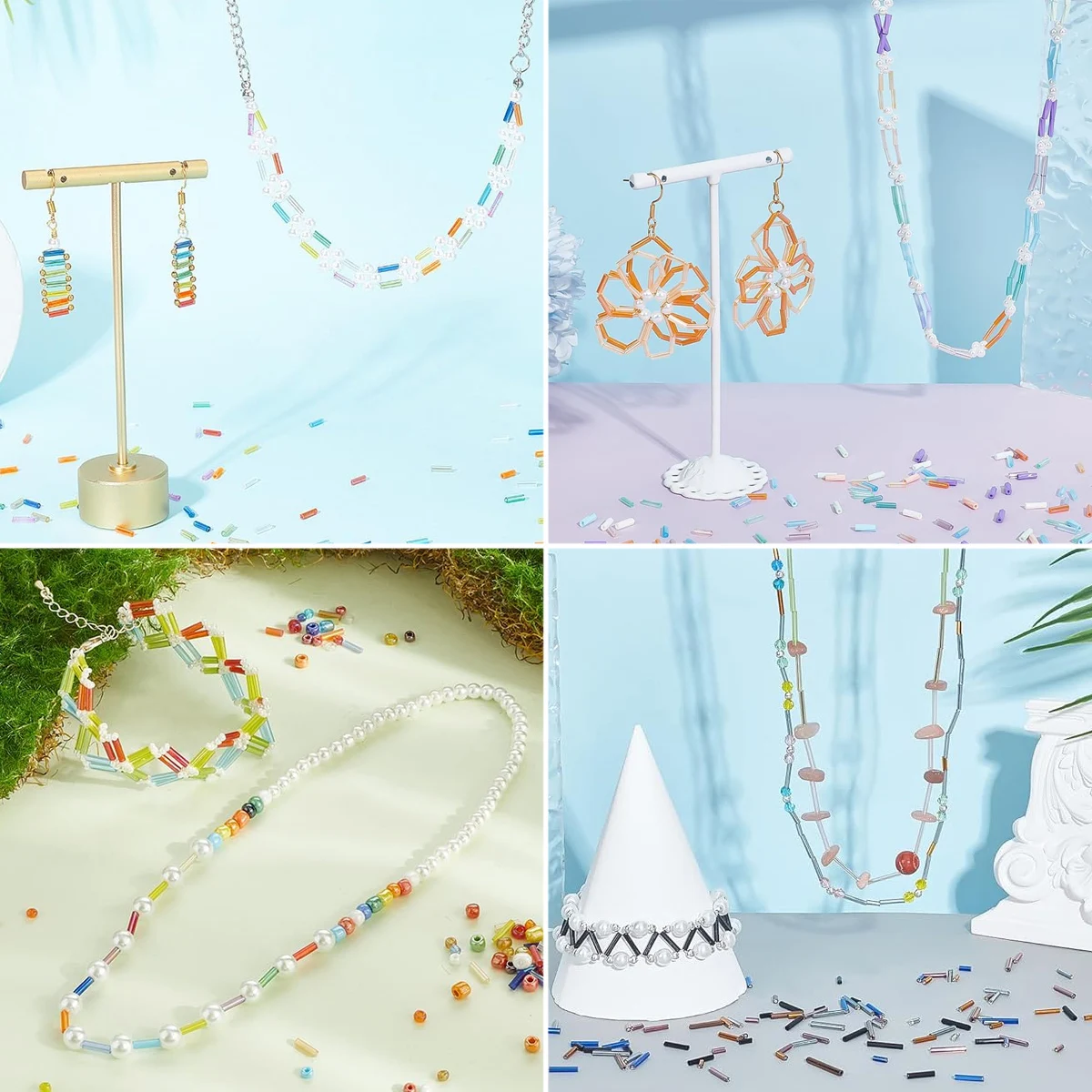 180/360Pcs 3.5mm Tube Beads Multicolor Acrylic Tube Shape Seed Loose Beads for DIY Jewelry Making Bracelet Necklace Accessories