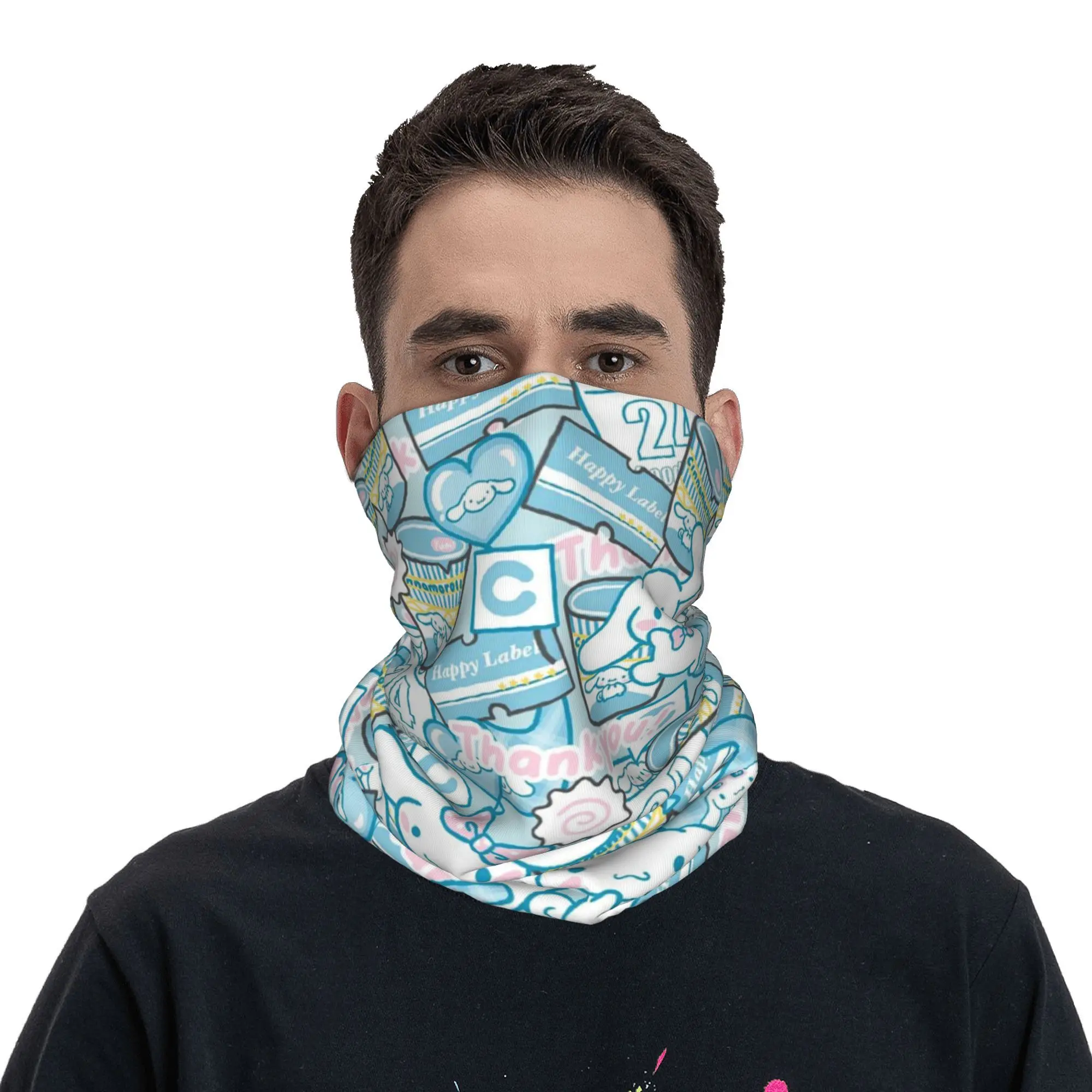 Personalizado anime dos desenhos animados cinnamoroll bandana pescoço gaiter para caminhadas acampamento das mulheres dos homens envoltório cachecol balaclava mais quente