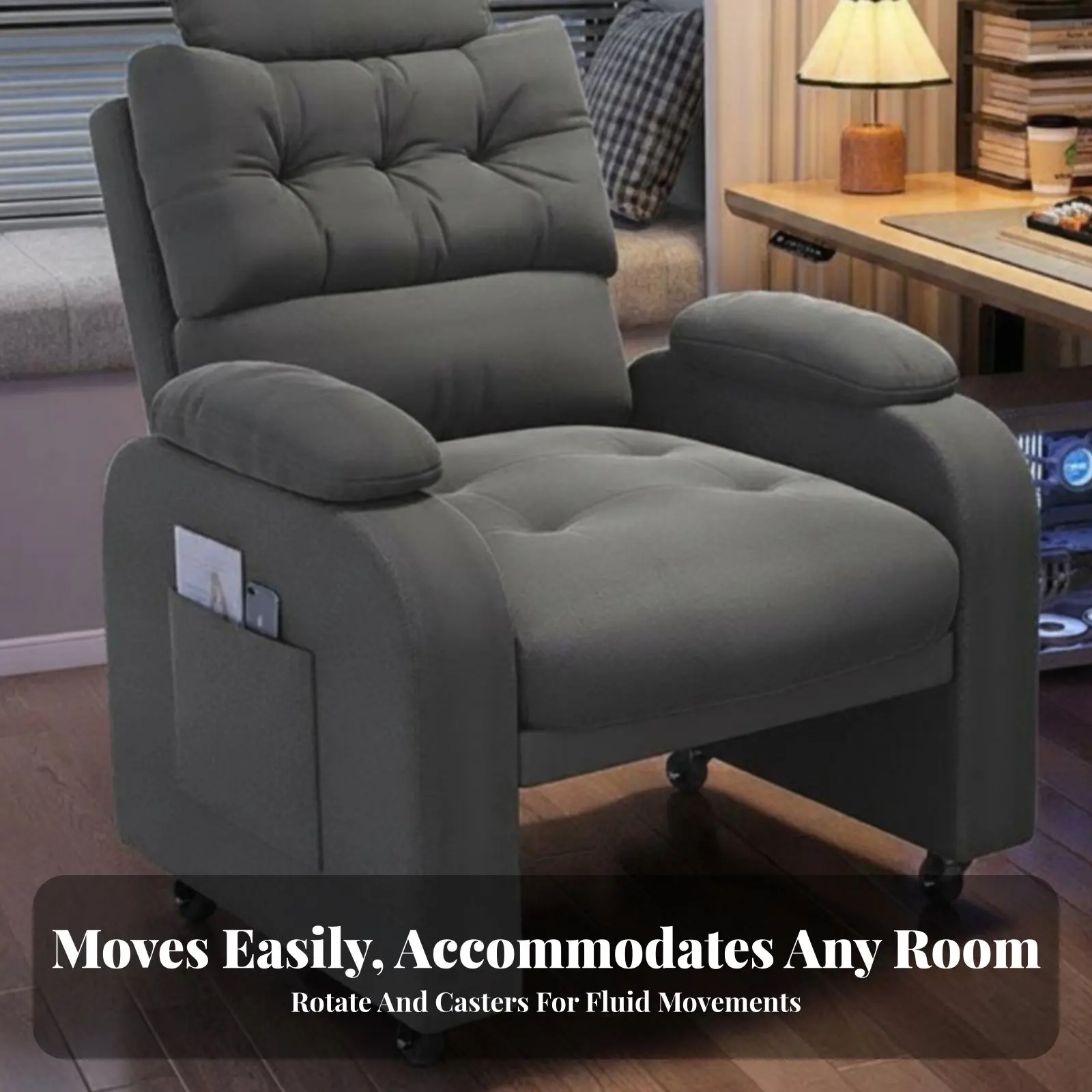 Recliner with Footrest Adjustable Backrestrest Pushspine Recliner Multi-Angle Reclining Space Saving for Gaming Aficionados