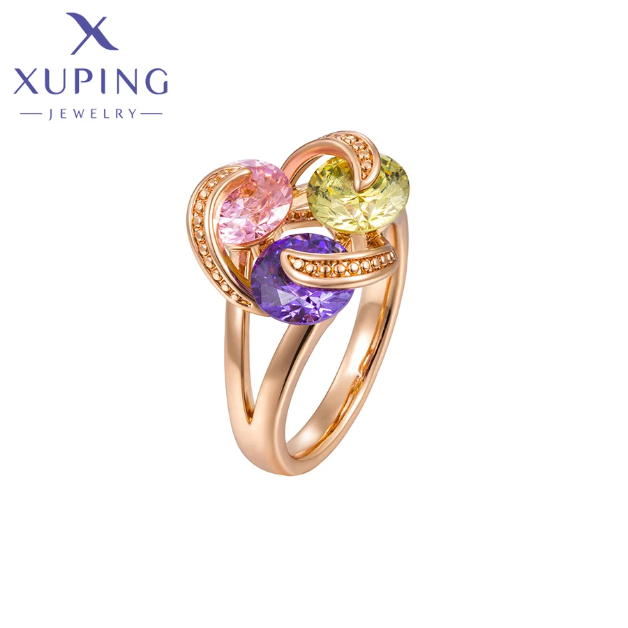 Pierścionki Xuping Jewelry, modne, z kamieniami, popularne, dla kobiet, pozłacane, kolorowe, na prezent, X00096881
