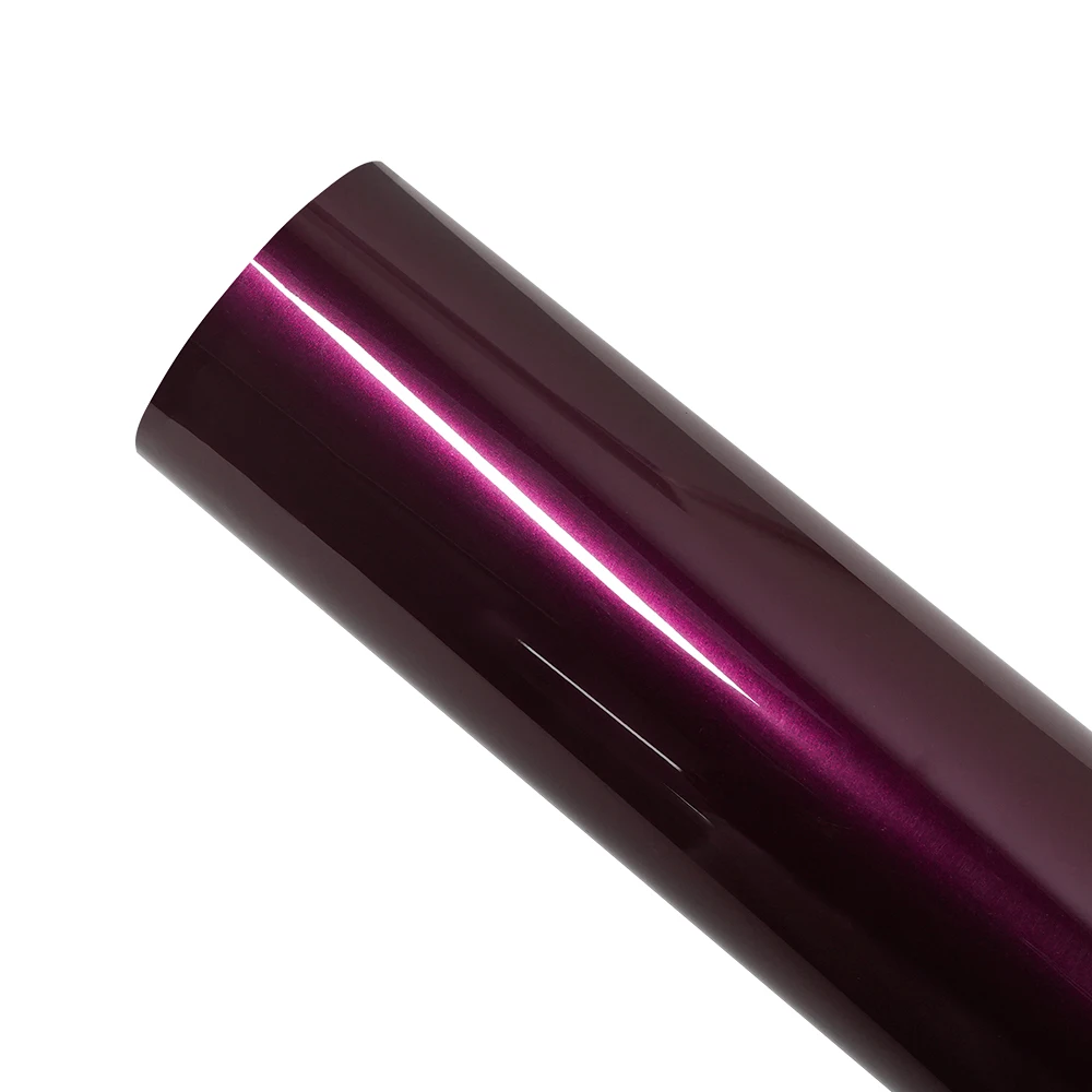 

PET Ultra Gloss Ruby Purple Car Vinyl Wrap Roll Film With Air Release Vehicle Body Self Adhesive Decal Car Decor Accessories