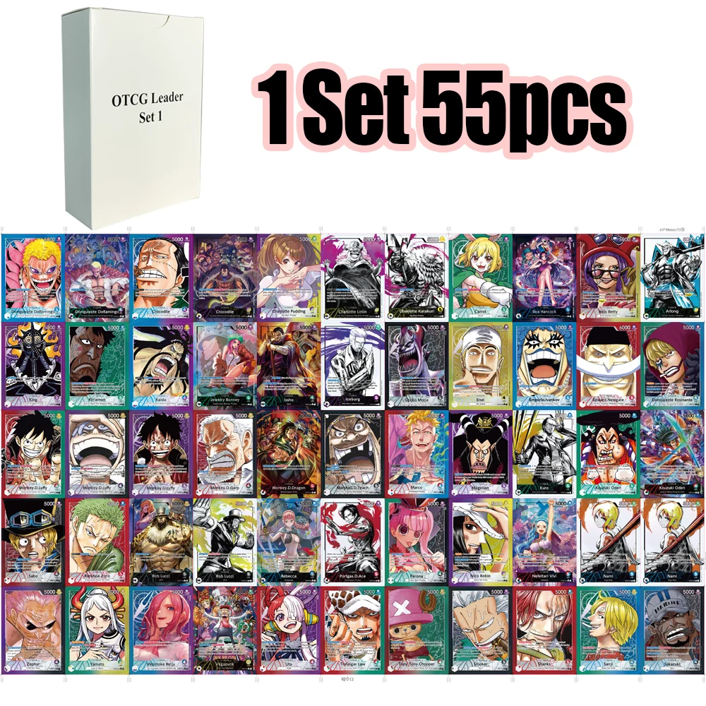 

55PCS OTCG Leader Set 1 Anime ONE PIECE Proxy Cards Luffy Zoro Sanji Nami Shining PTCG Trading Game OPCG Collect Gift English