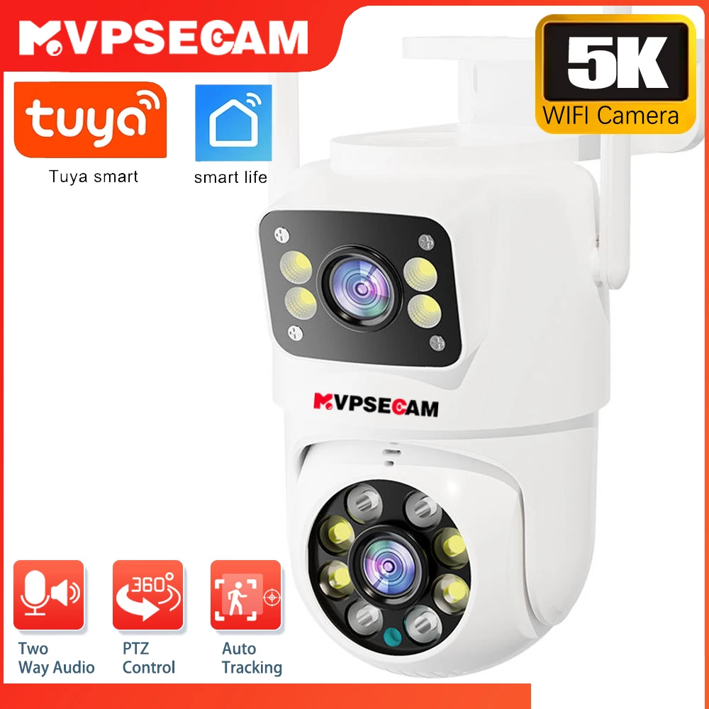 

5MP 10MP 5K Tuya Smart Wifi Camera Humanoid Tracking Alarm Dual Lens Camera Outdoor Waterproof Wireless Network Security Camera