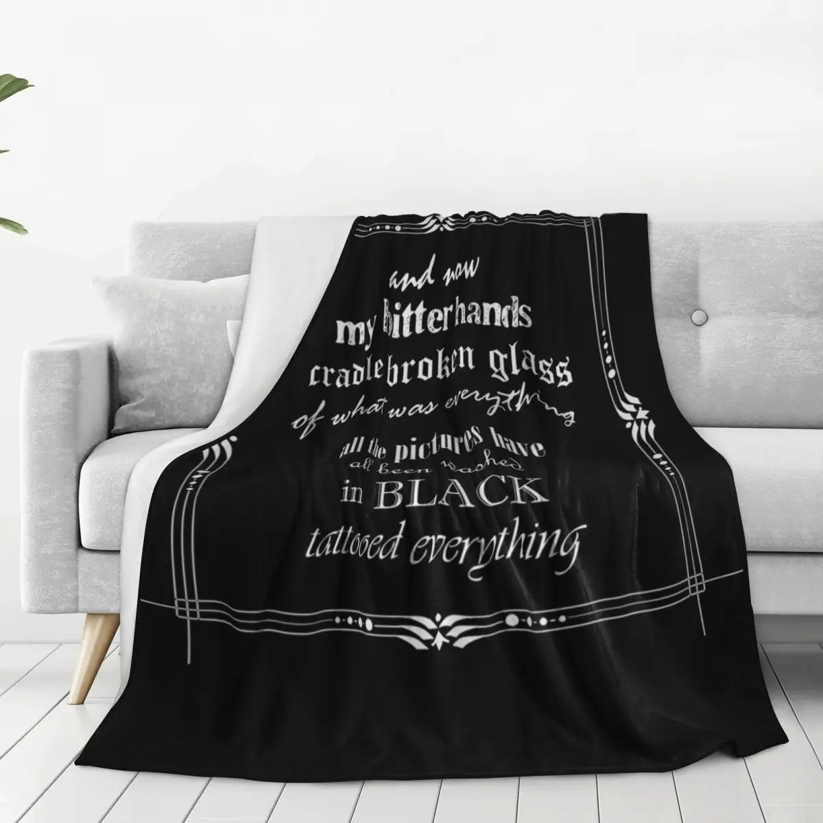 Black Lyrics Blanket Flannel Portable Throw Blankets Sofa Throw Blanket For Home Bedroom Office Throws Bedspread Quilt