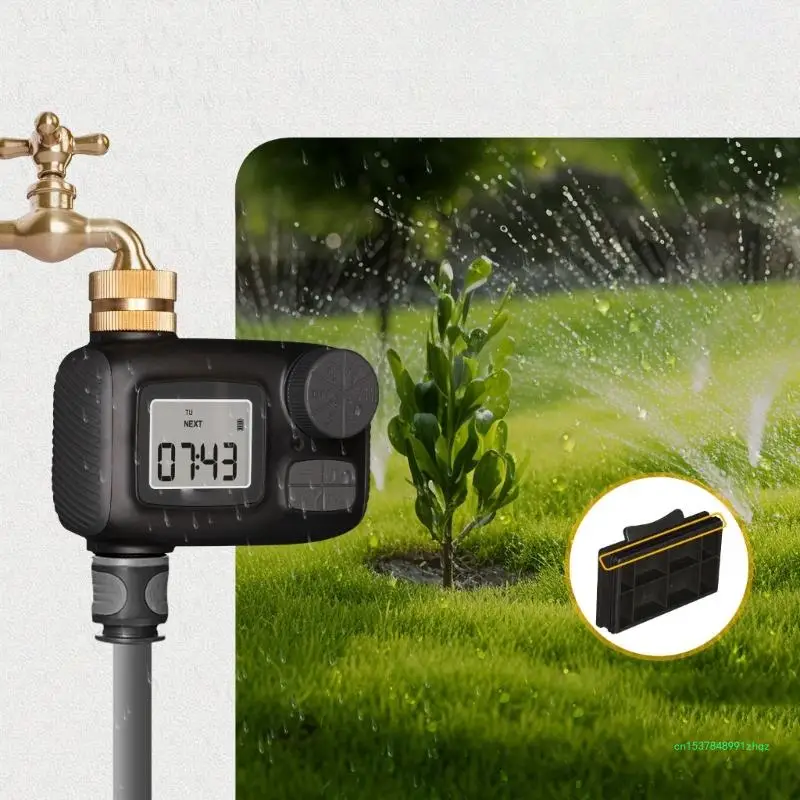 

Intelligent Garden Hose Timer with Brass Inlet, 3 Setting Water Scheduling for Automated Drip Irrigation Lawns Watering