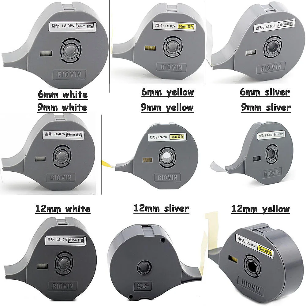 1 Stuks Label Cassette LS-09Y 9Mm Gele Tape Voor Biovin Buis Primer Elektronische Graveermachine S650 S700e S680 Lint Typemachine