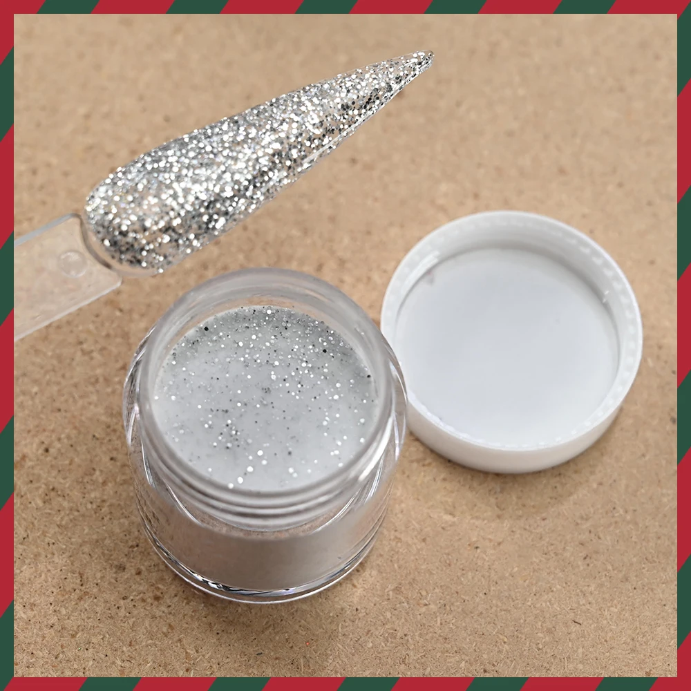 6 colores/juego serie navideña polvo acrílico para uñas Net10g polvo de cristal rojo/verde/dorado extensión 3 en 1/escultura/polvo para manicura de inmersión