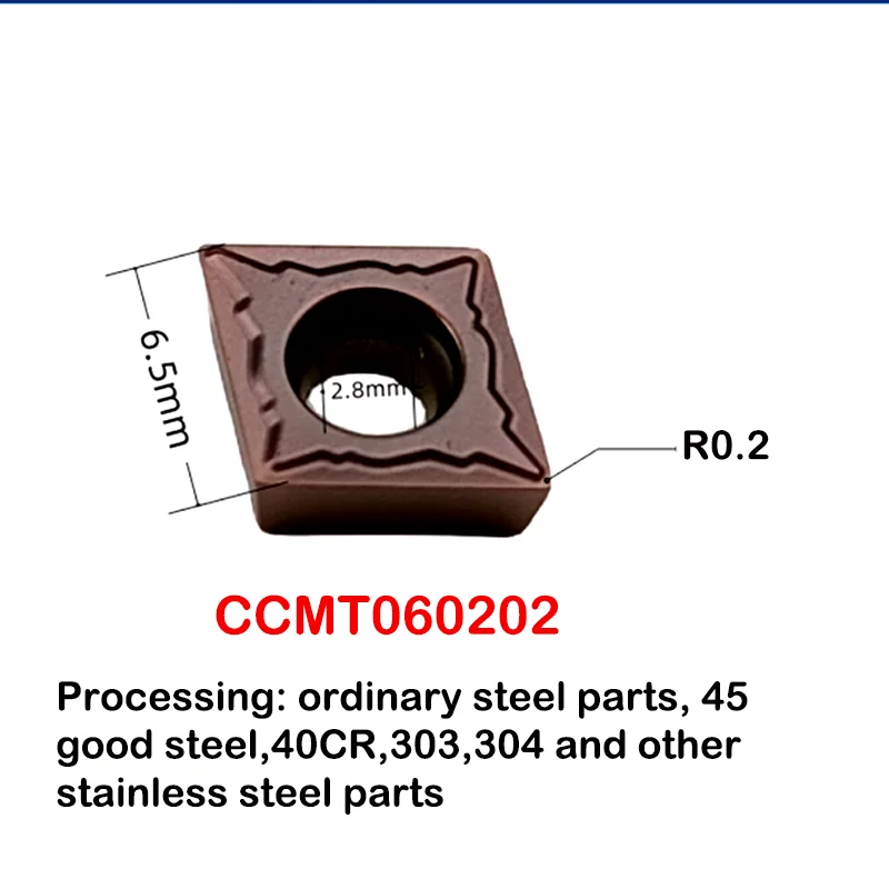 YRFL 10PCS CNC Inner Hole Insert CCMT060204 09T304 Diamond Shaped Small Blade Outer Circle Stainless Steel Lathe Inserts