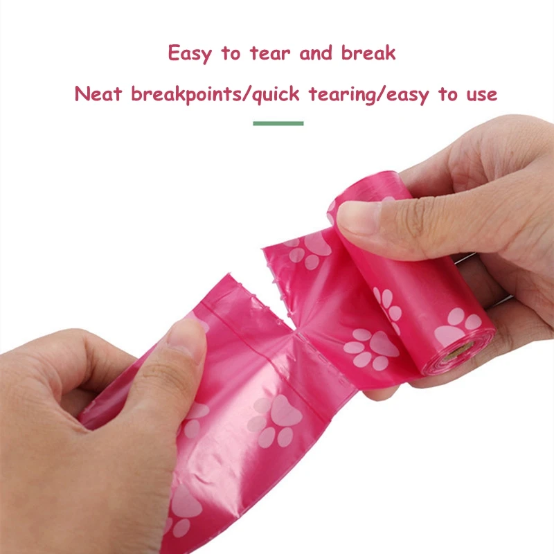 Biodegradable Dog Poop Bag Leak Proof Pink Dog Waste Bags & Dispenser Eco Friendly Pet Puppy Outdoor Garbage Pooper Clean Bag